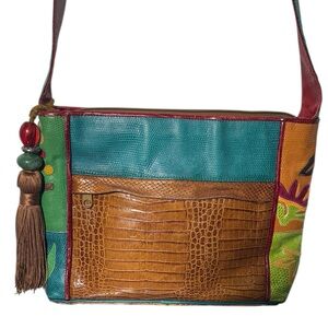 Sharif Multicolor Leather Patchwork Shoulder Purse